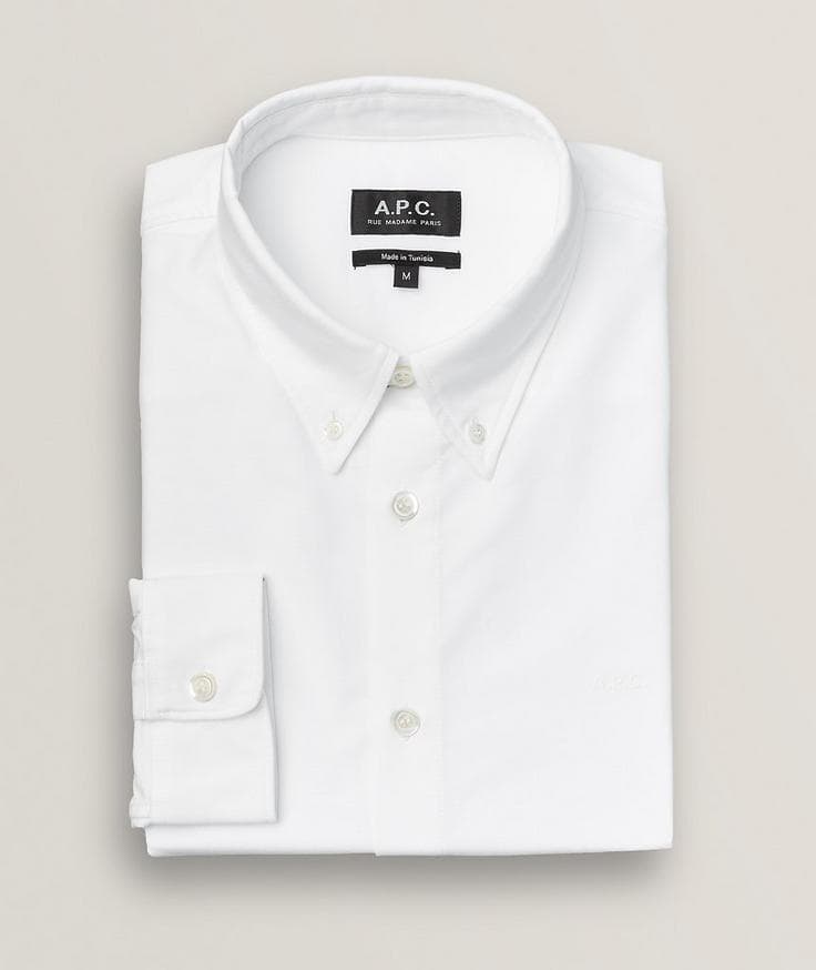 A.P.C. Chemise décontractée en toile oxford à col boutonné