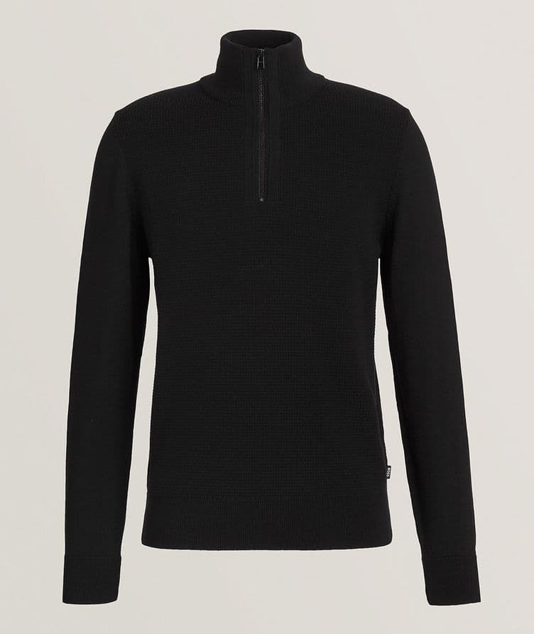 BLACK HERITAGE Herringbone Wool Quarter-Zip Sweater image 0