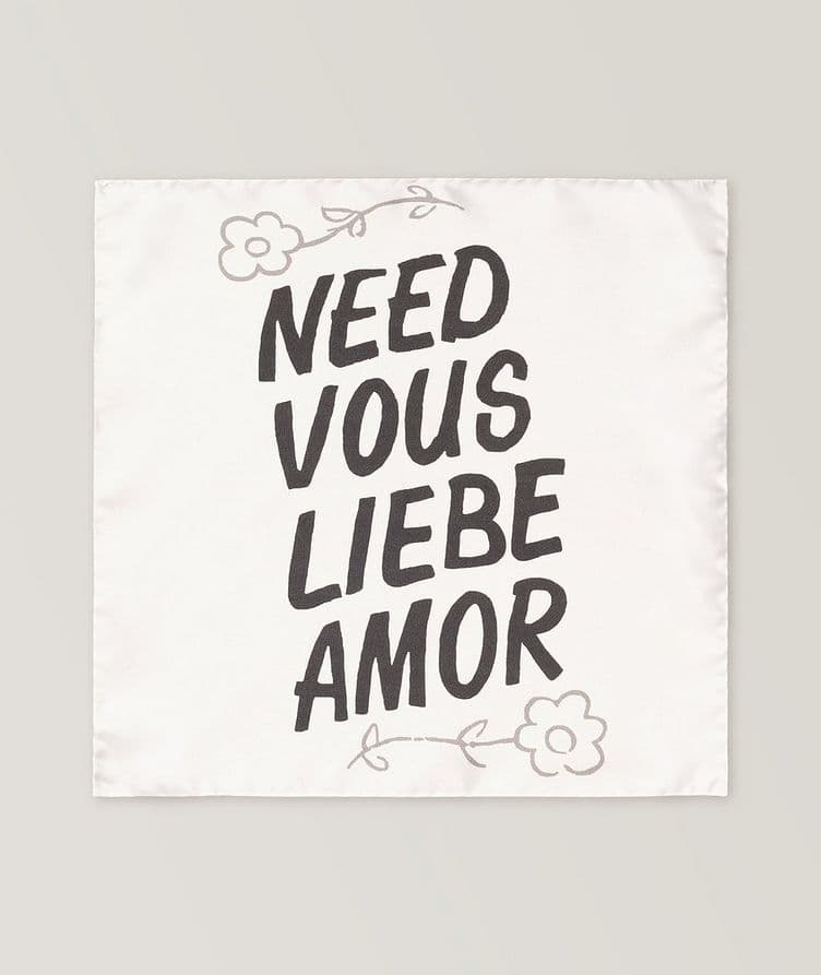 The Beatles Collection "Need Vous Liebe Amor" Silk Pocket Square image 0