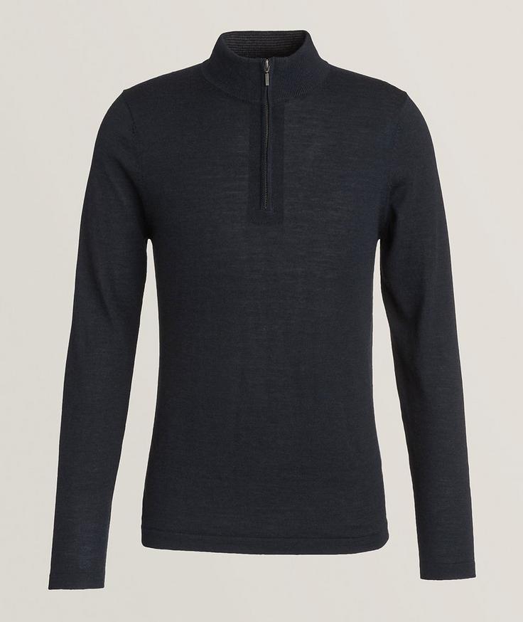 Patrick Assaraf Merino Wool Quarter-Zip Sweater