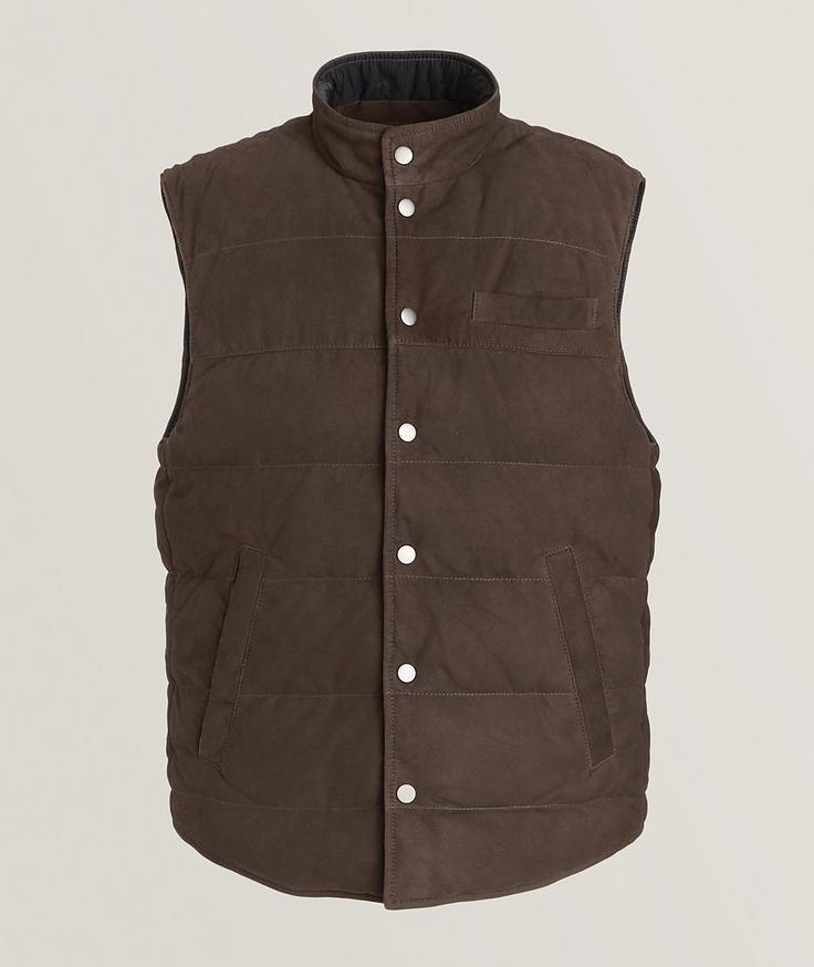 Patrick Assaraf Quilted Goat Suede Vest