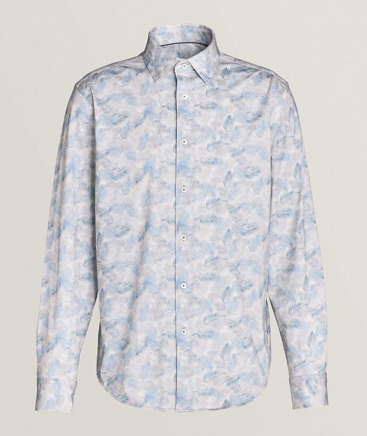 Chemise décontractée en coton extensible à motif de feuilles image 0