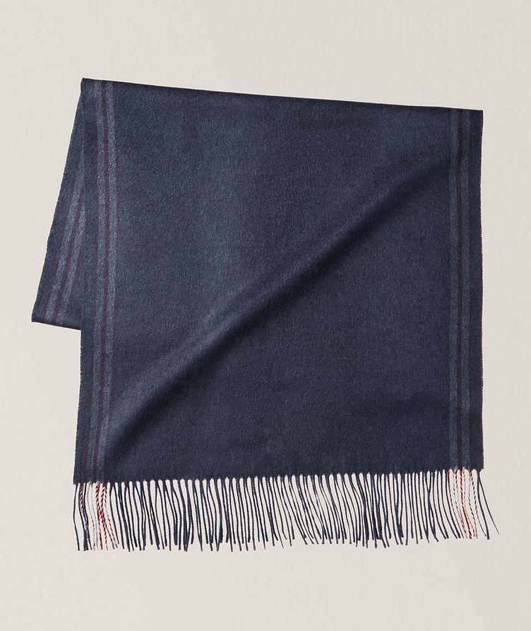 Fringed Striped Edge Silk Scarf image 0