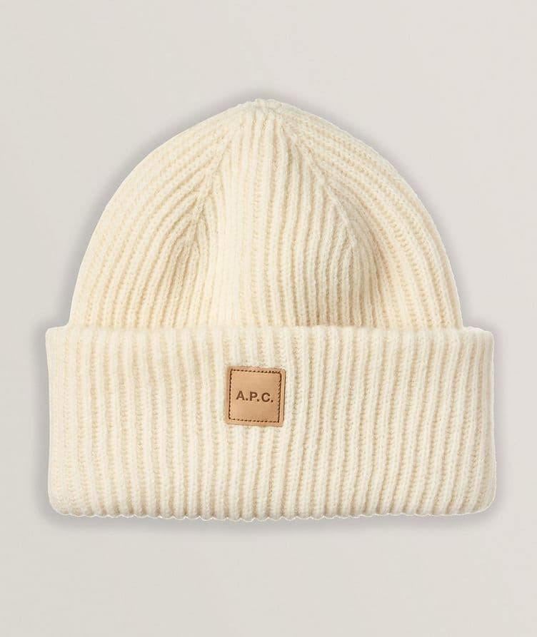 Tuque en laine et en cachemire avec écusson de marque image 0