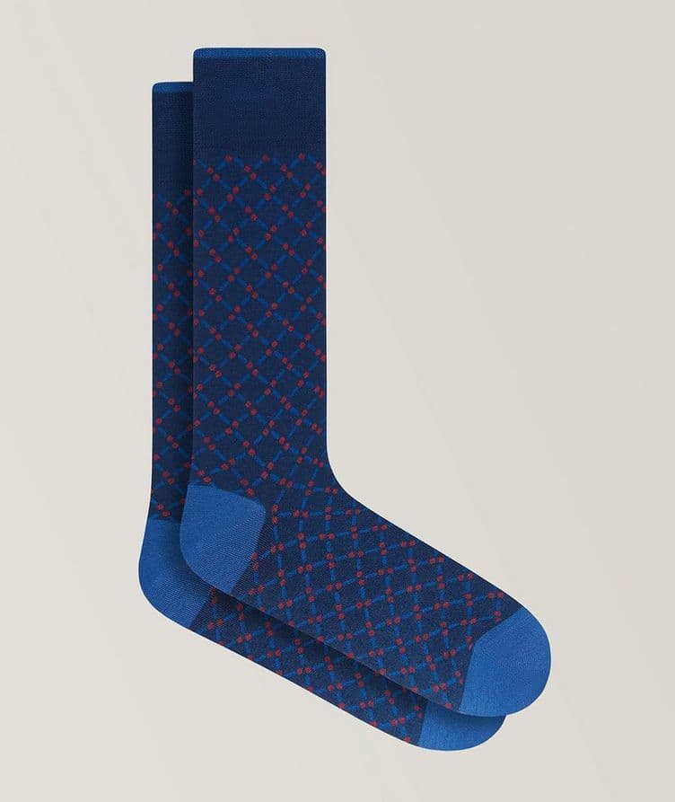 Diamond Dotted Stretch-Cotton Socks image 0