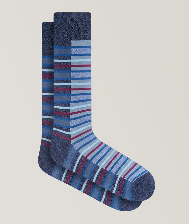 Stripe Two-Tone Stretch-Cotton Socks image 0