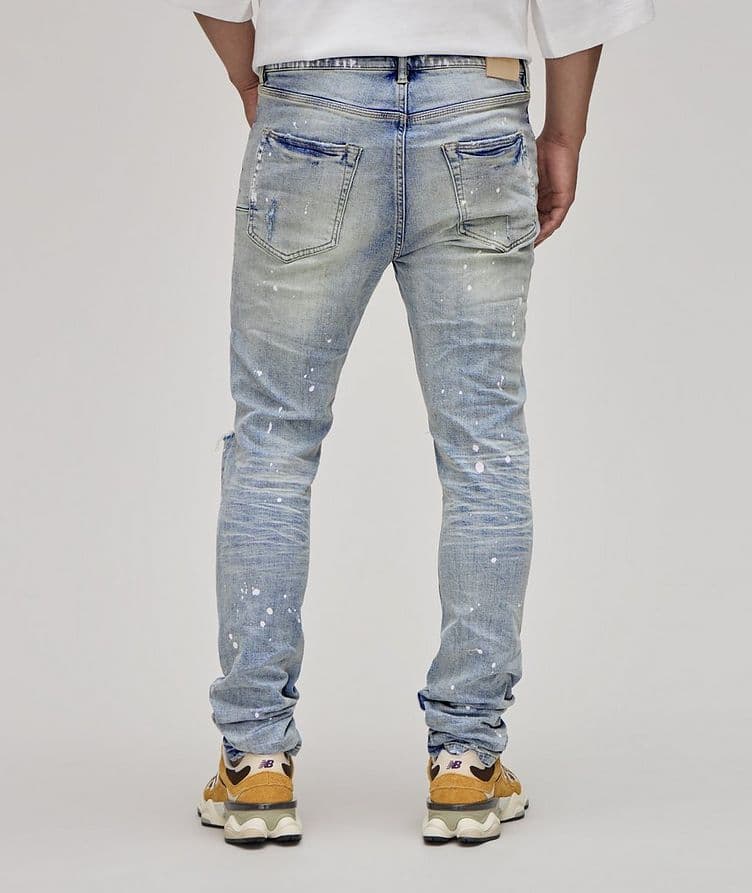 P001 Distressed Paint Splattered Jeans  image 2