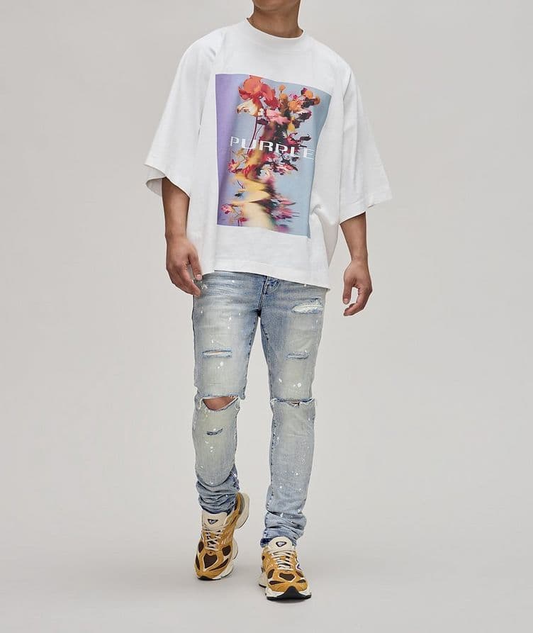 P001 Distressed Paint Splattered Jeans  image 3