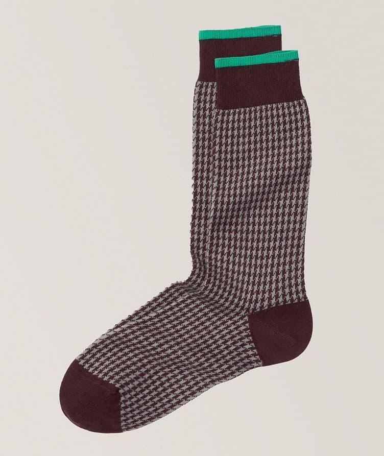 Gianni Houndstooth Cotton-Cashmere Socks image 0