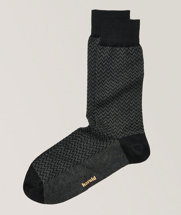 Herringbone Mercerized Stretch-Cotton Socks image 0