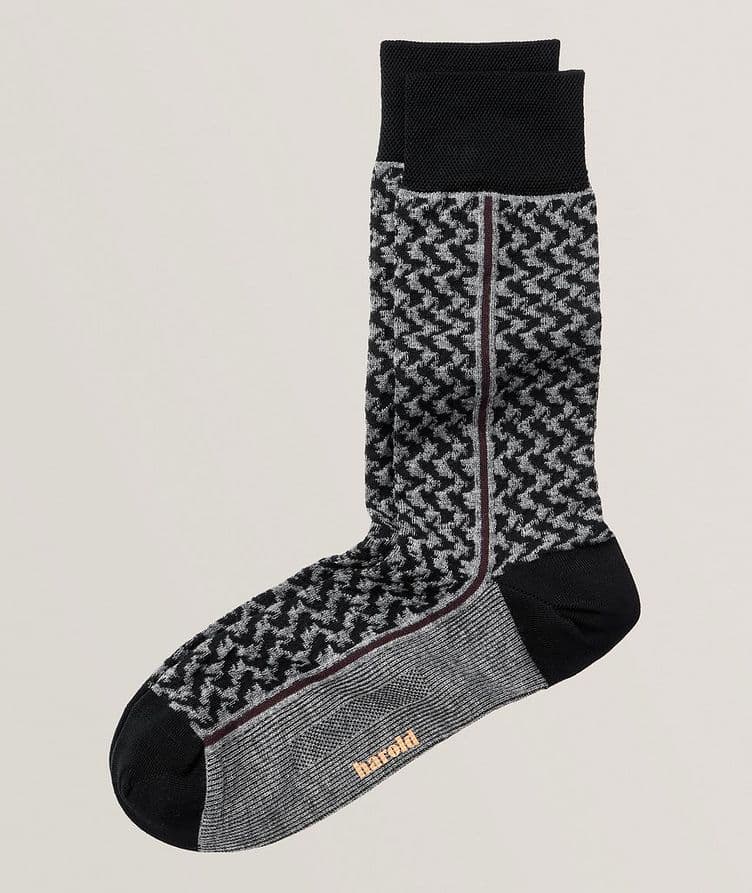 Houndstooth Cotton-Blend Socks image 0