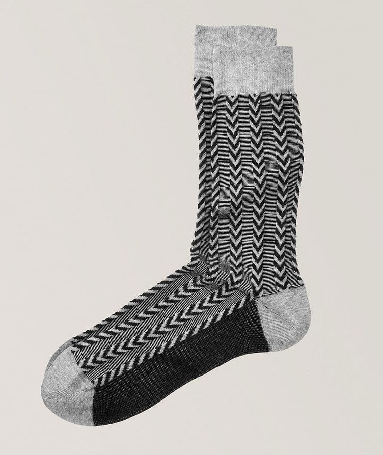 Chaussettes Roger en coton et en cachemire à chevrons image 0