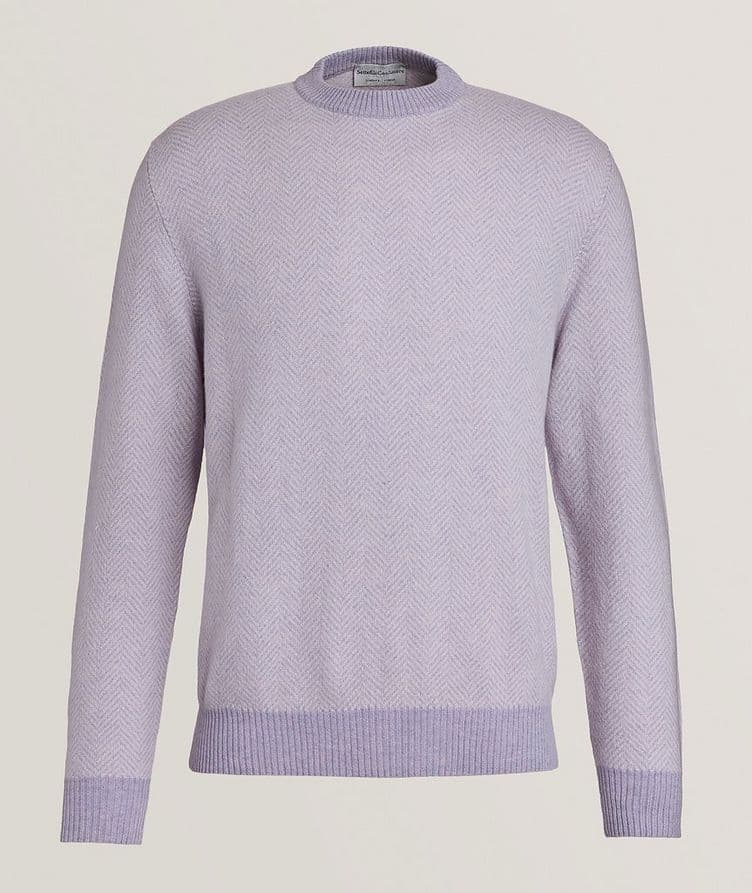 Herringbone Cashmere Crewneck Sweater  image 0