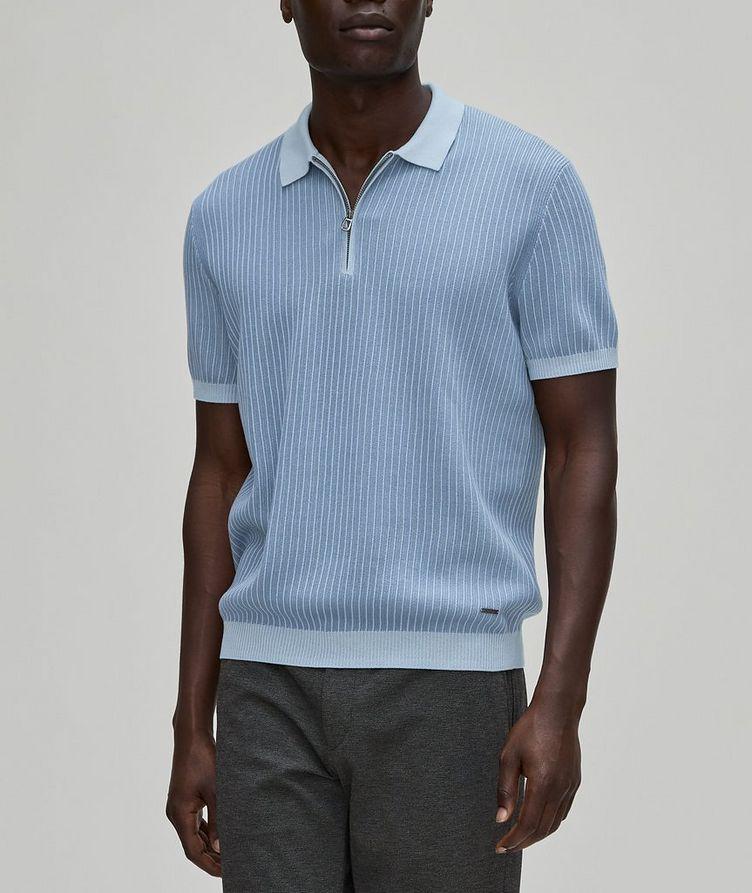 Simeono Quarter-Zip Cotton Ribbed Polo  image 1