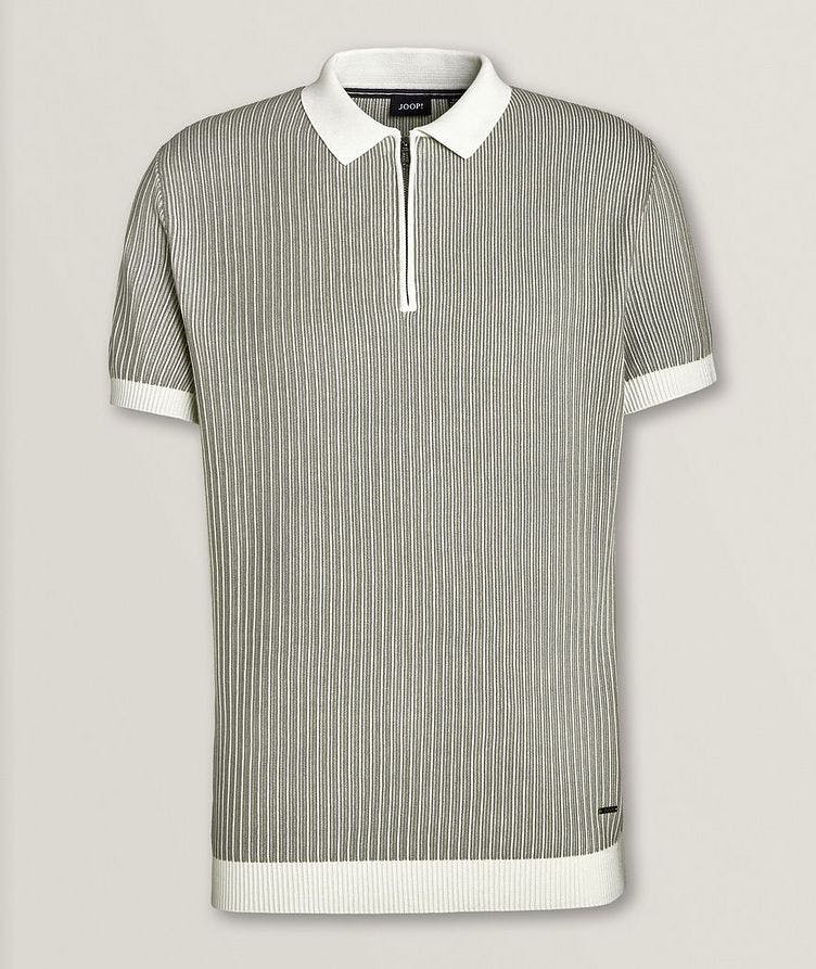 Simeono Quarter-Zip Cotton Ribbed Polo  image 0