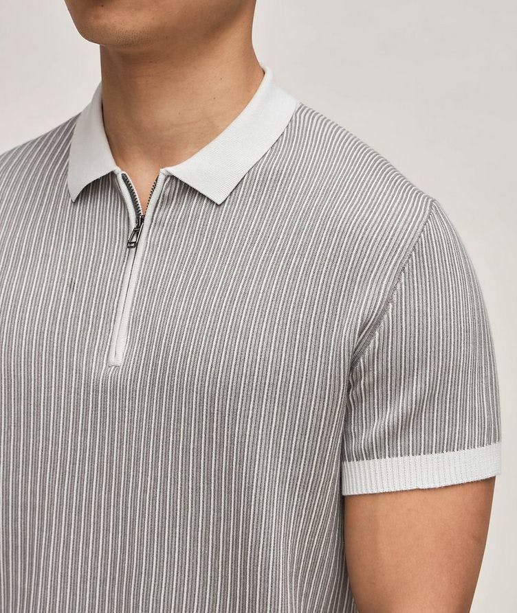 Simeono Quarter-Zip Cotton Ribbed Polo  image 3