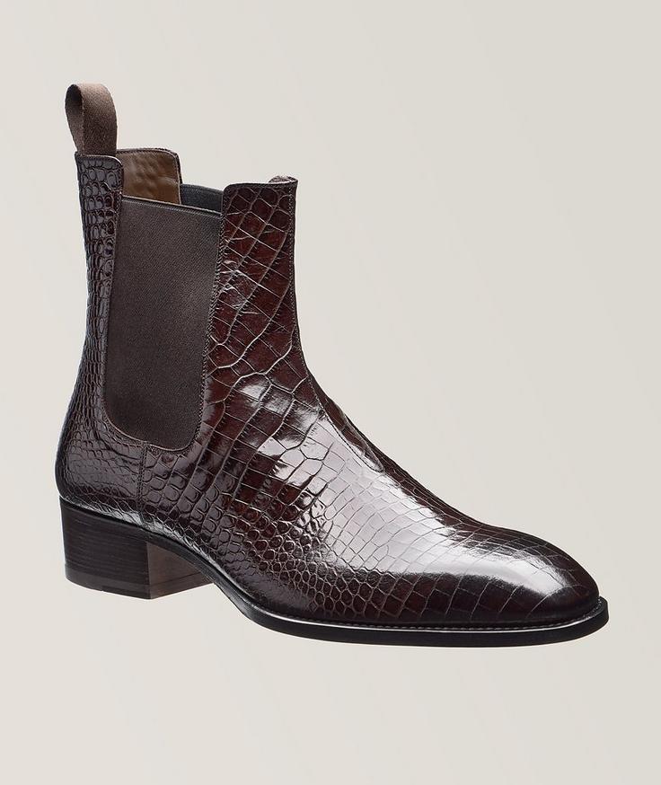 TOM FORD Crocodile Print Chelsea Boots 