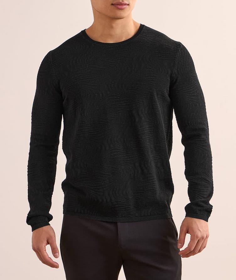 Wave Textured Cotton Crewneck Sweater image 1