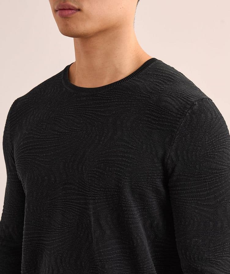 Wave Textured Cotton Crewneck Sweater image 3