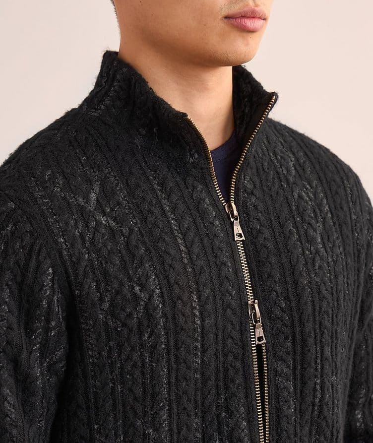 Faux Fur-Lined Cable Knit Sweater image 3