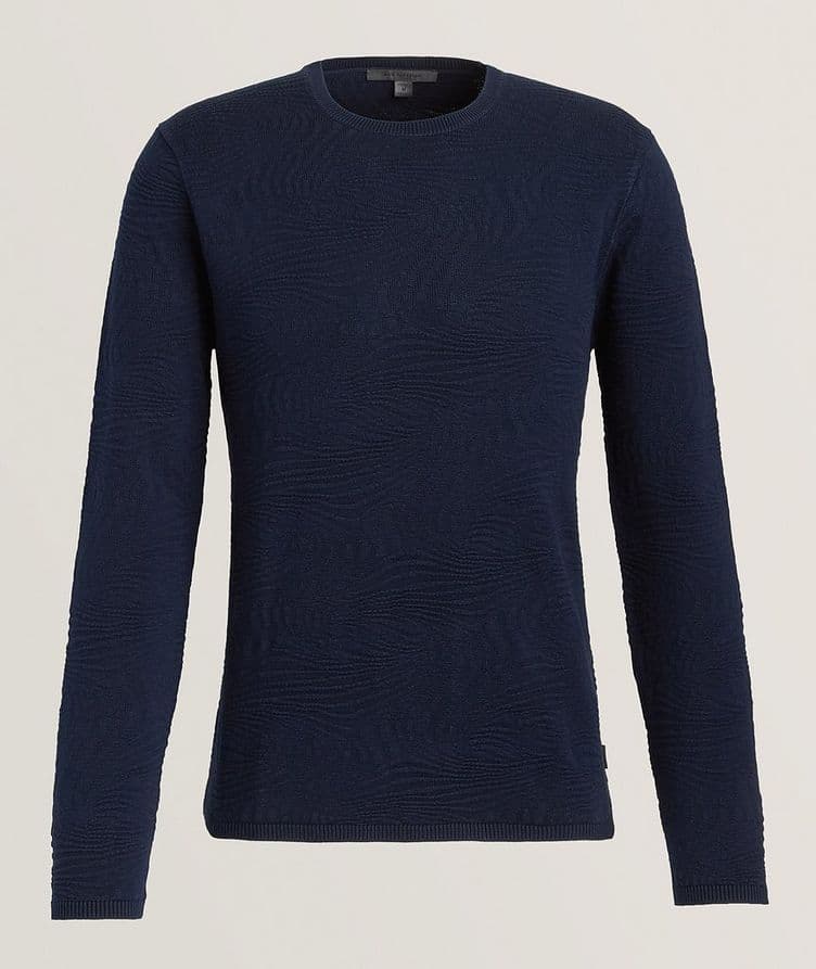 Wave Textured Cotton Crewneck Sweater image 0