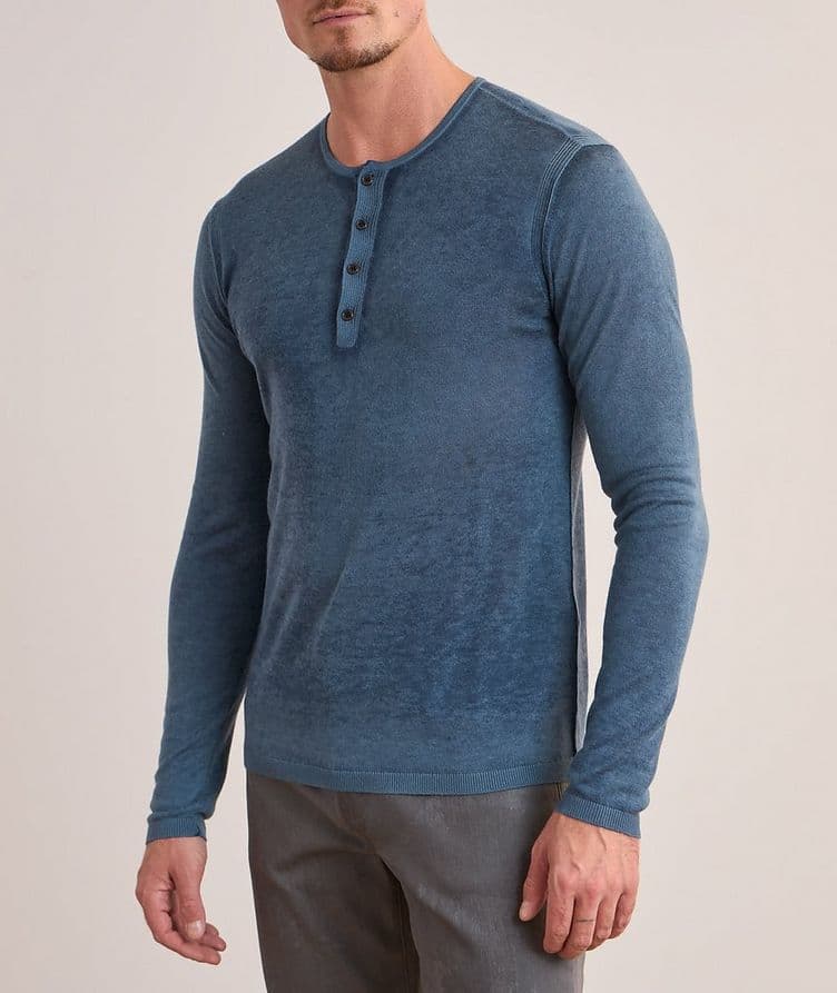 Silk-Cashmere Washed Henley Sweater image 1