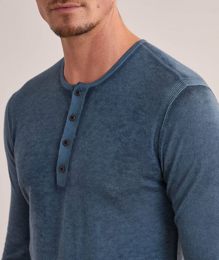 Silk-Cashmere Washed Henley Sweater image 3