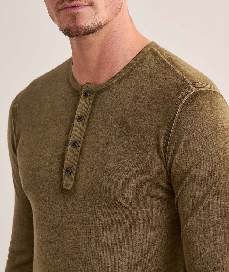 Silk-Cashmere Washed Henley Sweater image 3