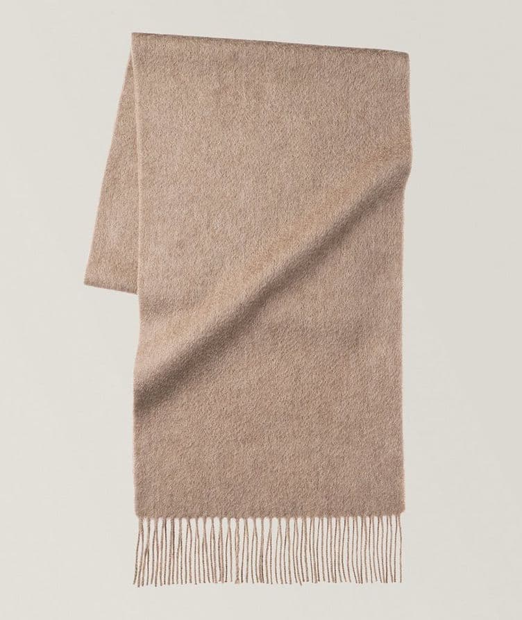 Solid Cashmere Fringed Scarf image 0