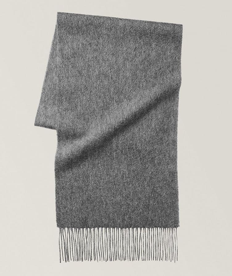 Solid Cashmere Fringed Scarf image 0