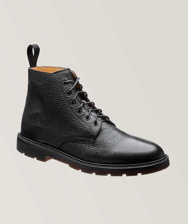 Henderson Pebbled Leather Lace-Up Boots