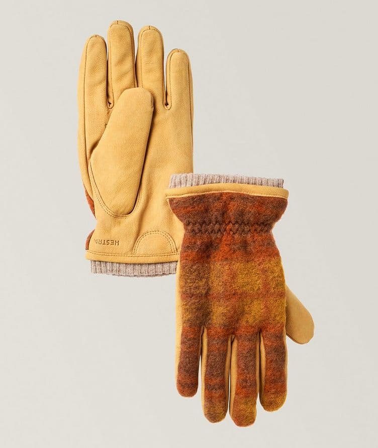 Noah Plaid Wool-Blend & Leather Gloves image 0