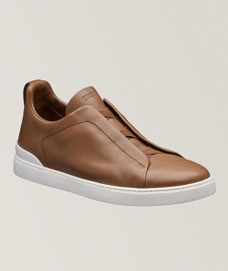 Zegna Triple Stitch Secondskin Leather Sneakers