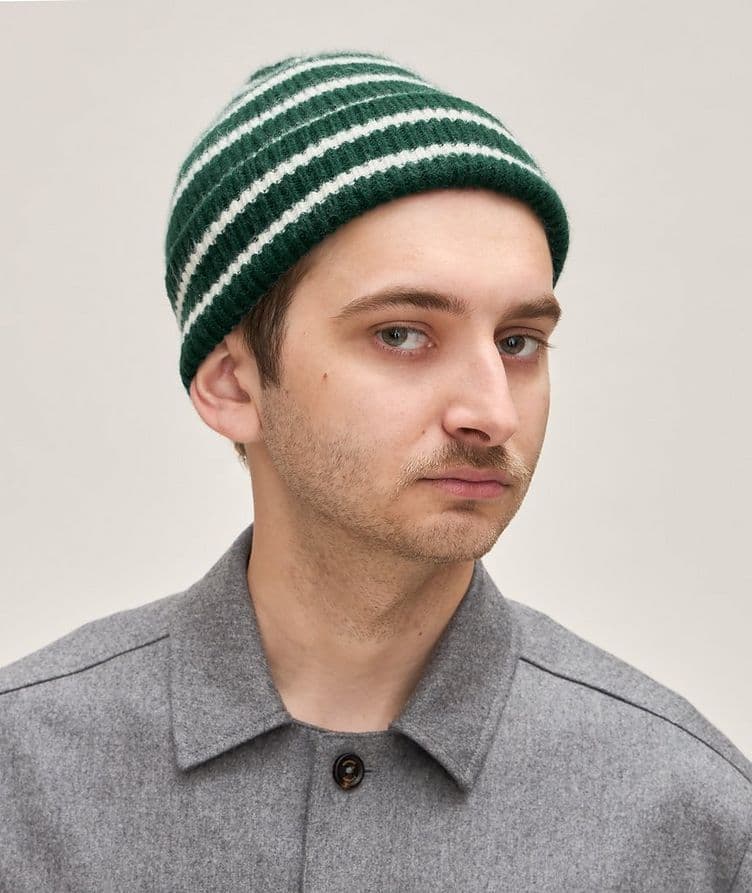 Striped Ribbed Wool-Angora Classic Toque image 1