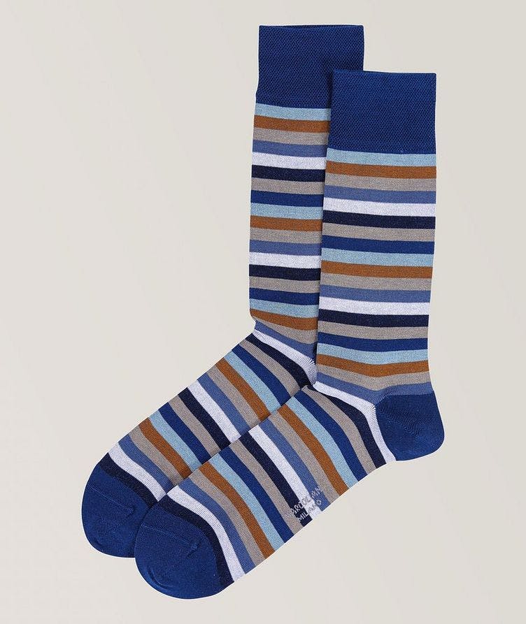 Rainbow Striped Pima Cotton-Blend Socks image 0