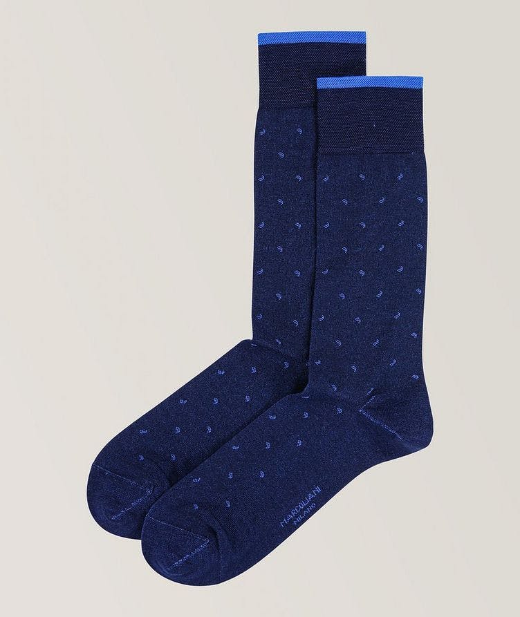 Micro Paisley Pima Cotton-Blend Socks image 0