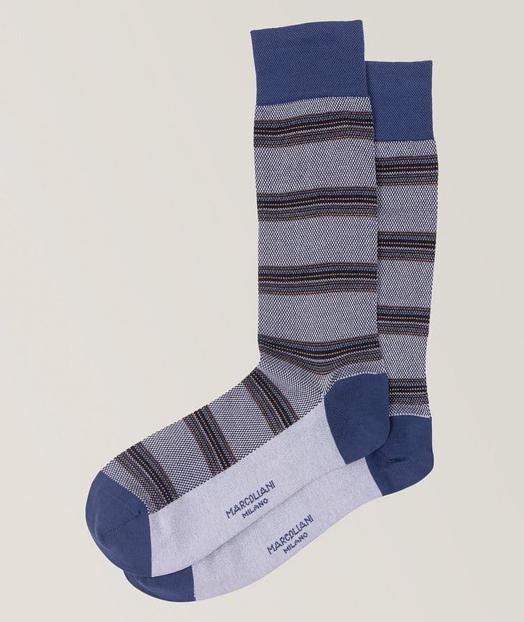 Pique Stripe Pima Cotton-Blend Socks image 0