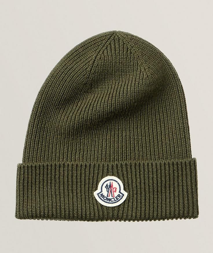 Moncler Tuque en tricot côtelé de laine vierge