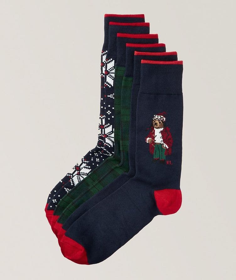 Ensemble de trois paires de chaussettes à motifs des fêtes image 0