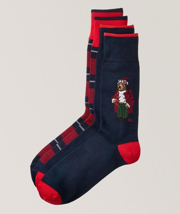 Two-Pack Artic Holiday Bear Slack Socks image 0