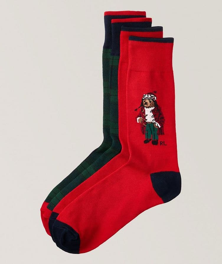 Two-Pack Artic Holiday Bear Slack Socks image 0