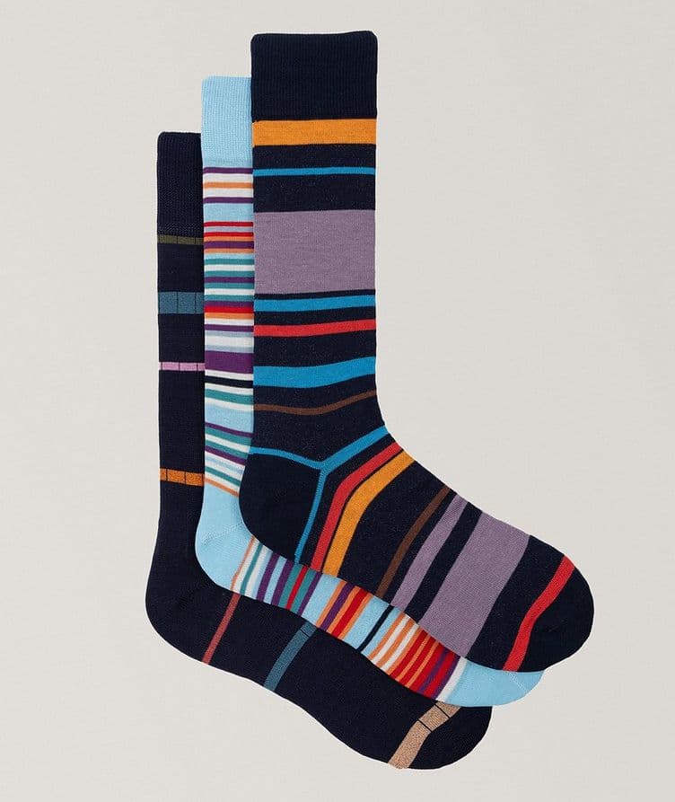 Three-Pack Striped Dress Socks image 0