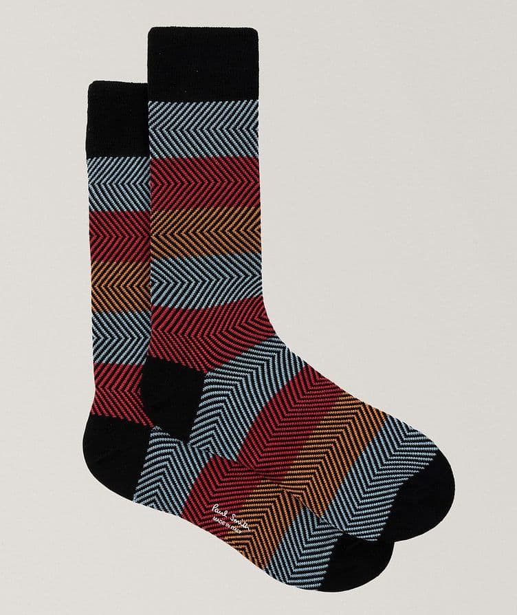 Multi-Colour Zig-Zag Stripe Dress Socks image 0