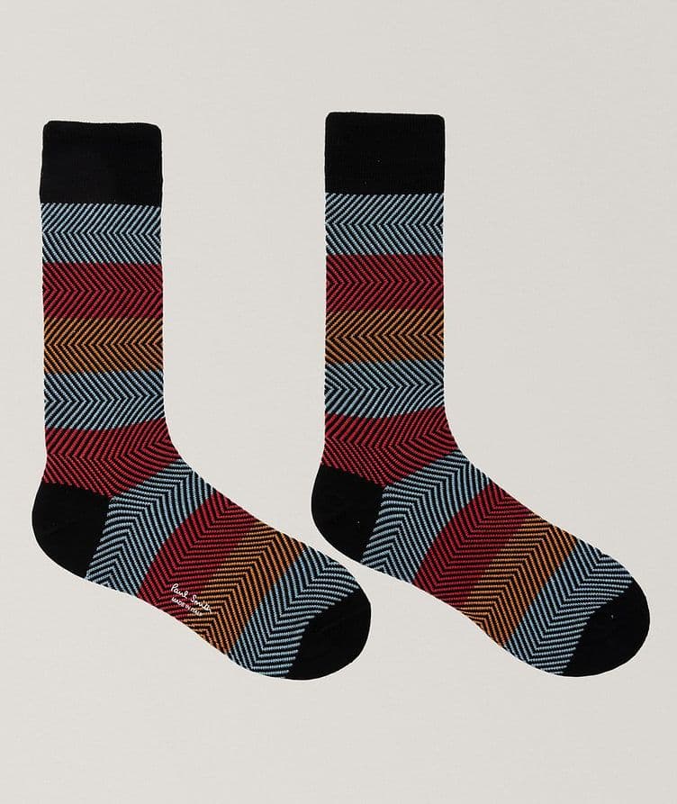 Multi-Colour Zig-Zag Stripe Dress Socks image 1