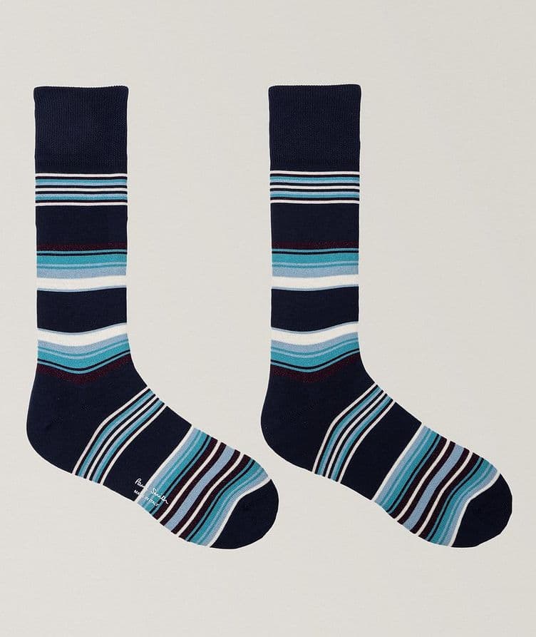 Striped Stretch-Cotton Dress Socks image 1