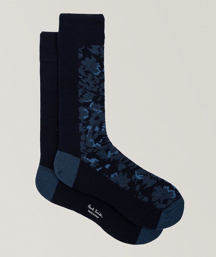 Floral Stretch Cotton Dress Socks image 0