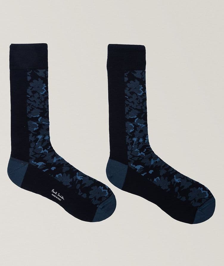 Floral Stretch Cotton Dress Socks image 1