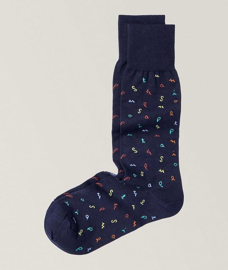 Letters  Stretch Cotton-Blend Dress Socks image 0