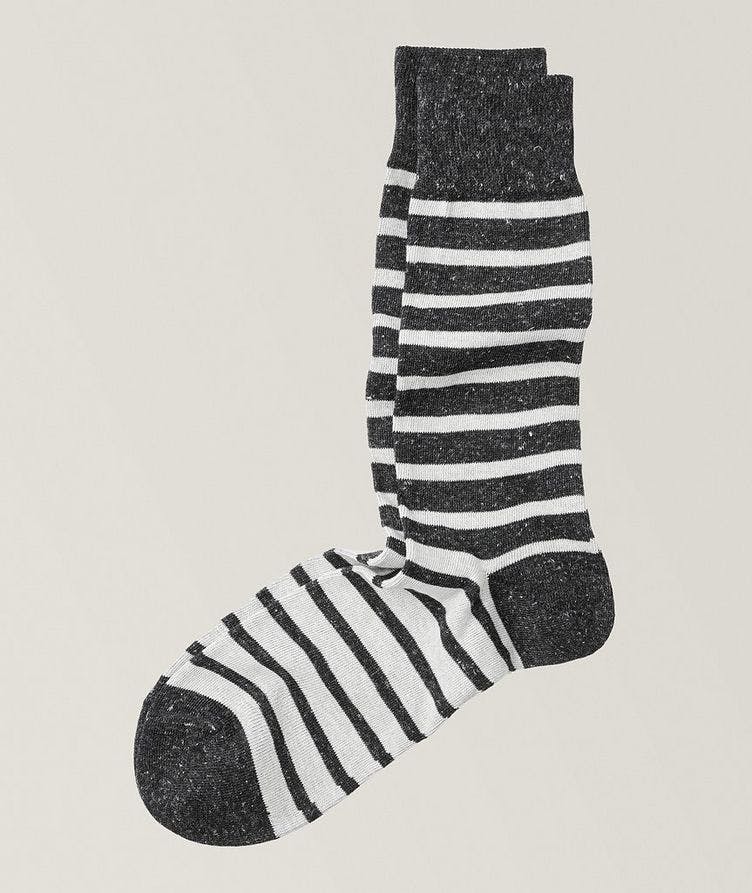 Geoffrey Striped Stretch Cotton-Blend Dress Socks image 0