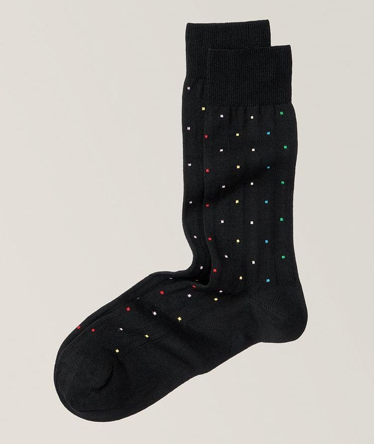 Signature Dot Stretch Cotton-Blend Dress Socks image 0